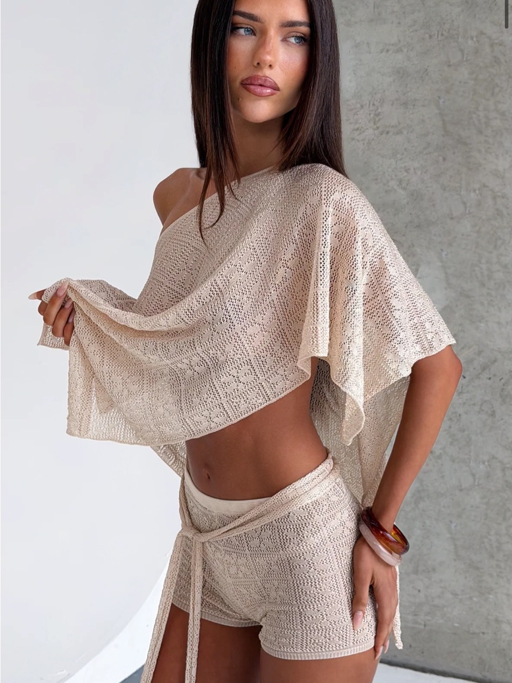 Tiger Mist Beige Knit Two-Piece Set
